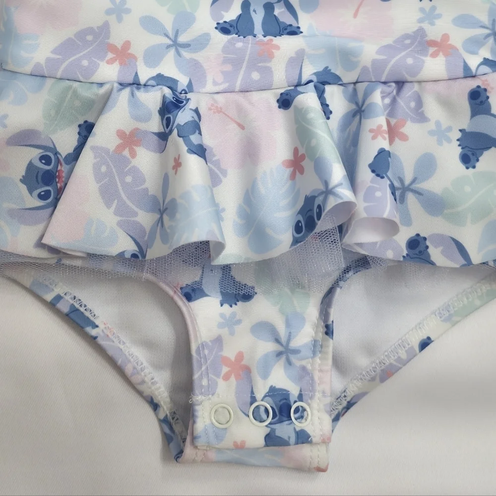 Disney Baby Stitch One-Piece Swimsuit | Ruffle Skirt | Size 9M  NWT